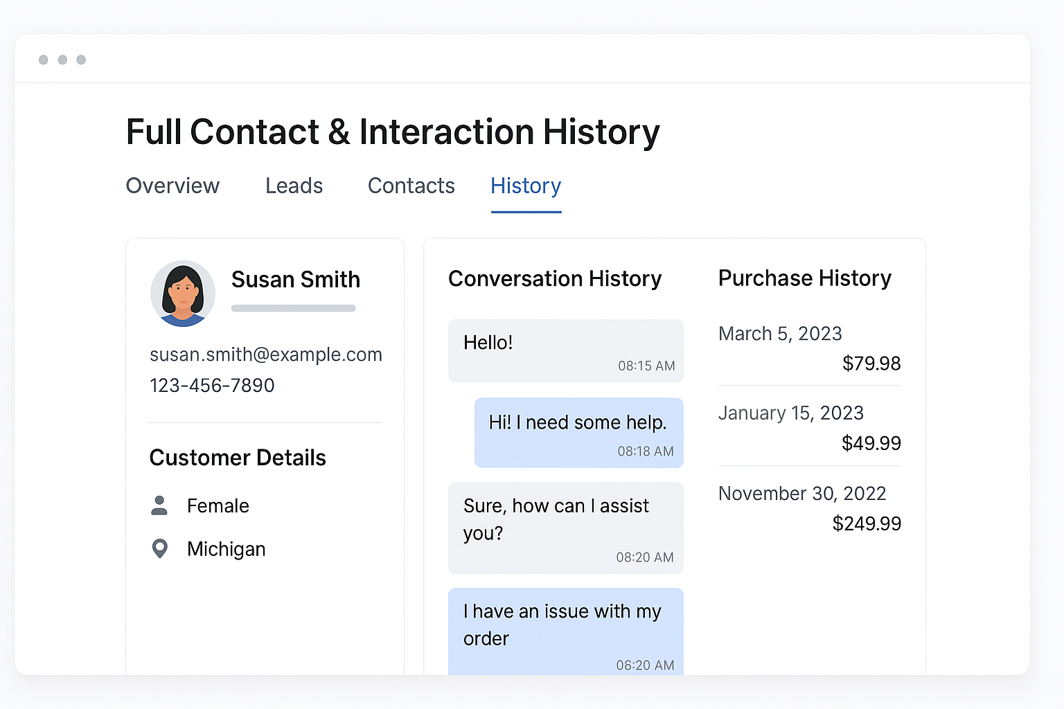 Full contact & interaction history